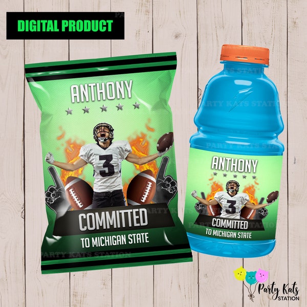 Committed to Play College Football Chip Bag, College Bound Chip Bag, Trunk Party Chip Bag, Sports Chip Bag, Digital Download