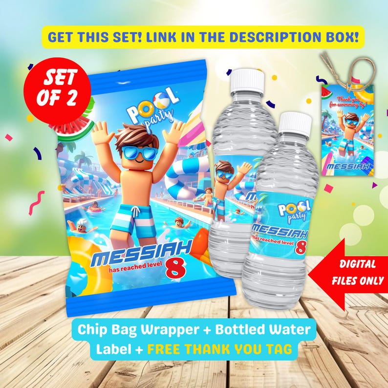 Water Pool Label Pool Party Water Bottle Label, Splash Party Favor for Boys Birthday ...