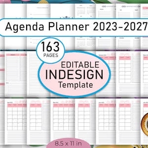 Five Year Agenda Planner 2023-2027: Editable InDesign Template (PDF)