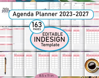 Five Year Agenda Planner 2023-2027: Editable InDesign Template (PDF)