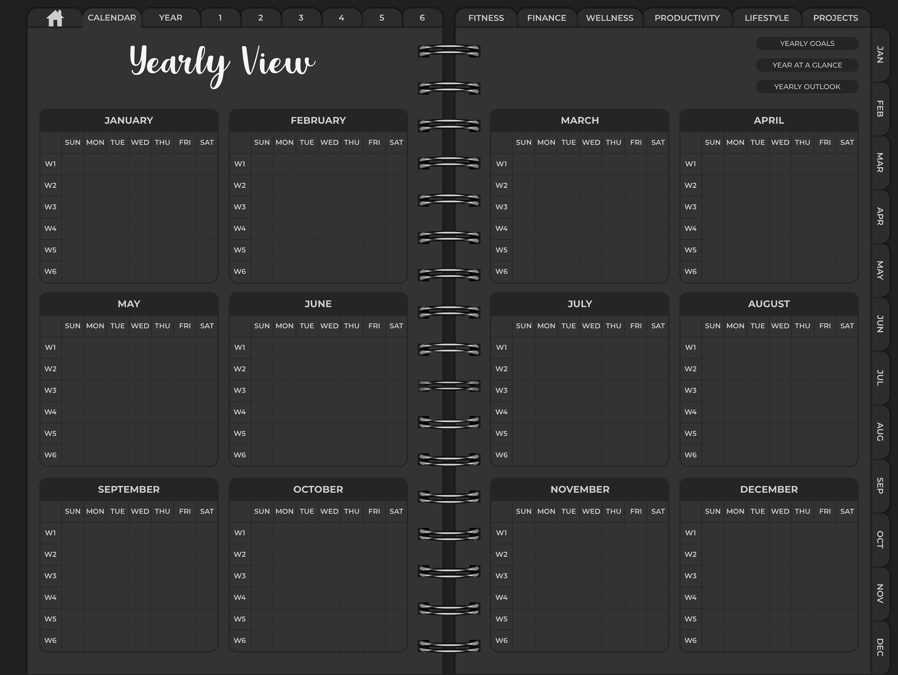 Undated goodnotes planner monthly digital planner goodnotes template