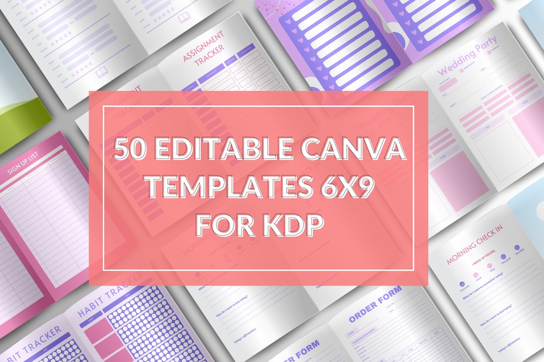 50 Editable Canva Templates 6x9 for KDP Bundle ,journal,planner,tracker ...