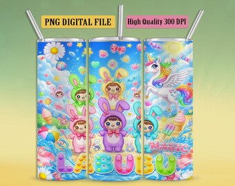 Magic Summer Tumbler PNG: Bunny, Unicorn & Rainbow Sublimation Design