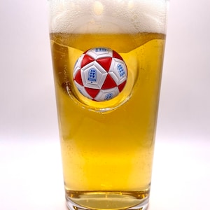 England Football Beer Glass | Beer Glass with embedded mini Football | Handcrafted in the UK | Unique Football gift image 4