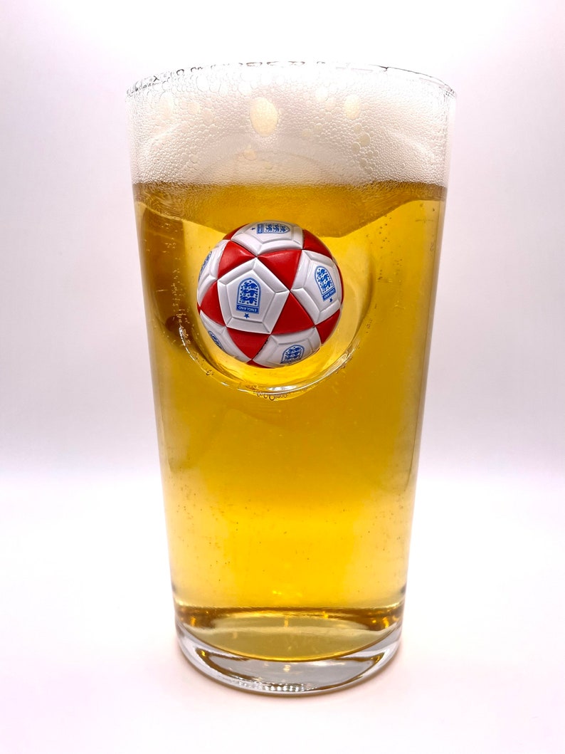 England Football Beer Glass | Beer Glass with embedded mini Football | Handcrafted in the UK | Unique Football gift image 4