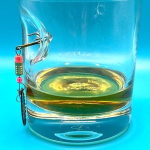 Fishing Gift | 12oz Whisky /Rum Glass with a Fishing Hook Lure Embedded | Unique Fishing Birthday Present | Made in UK | Fathers Day Gift