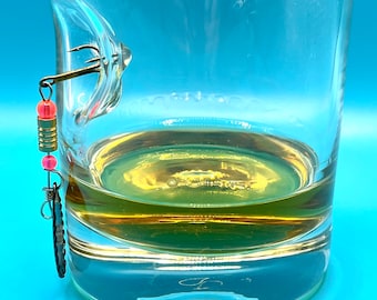 Fishing Gift | 12oz Whisky /Rum Glass with a Fishing Hook Lure Embedded | Unique Fishing Birthday Present | Made in UK | Fathers Day Gift