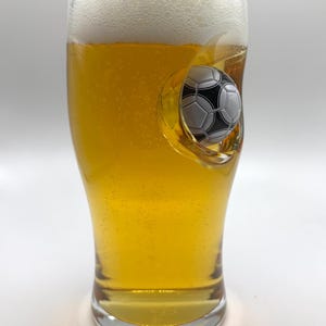 Football Beer Glass with Embedded mini Football | Football Gift For Men | Add Your Team Logo | Made in UK | Christmas Football Present image 3