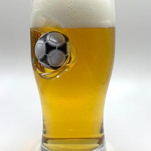 Football Beer Glass with Embedded mini Football | Football Gift For Men | Add Your Team Logo | Made in UK | Christmas Football Present