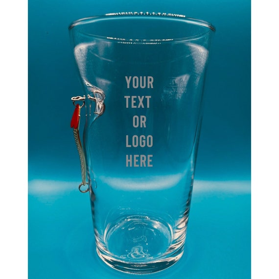 Fishing Gift for Men 20oz Pint Glass With Real Fishing Lure