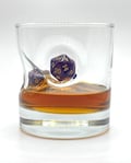 D and D 12oz Whisky / Rum Glass with 2 Dungeons and D20 Dice Embedded | Made in UK | Unique Gifts |