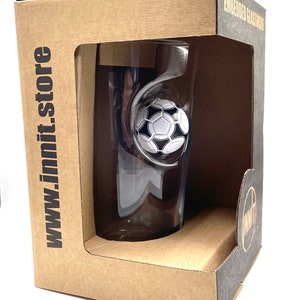Football Beer Glass with Embedded mini Football | Football Gift For Men | Add Your Team Logo | Made in UK | Christmas Football Present image 2