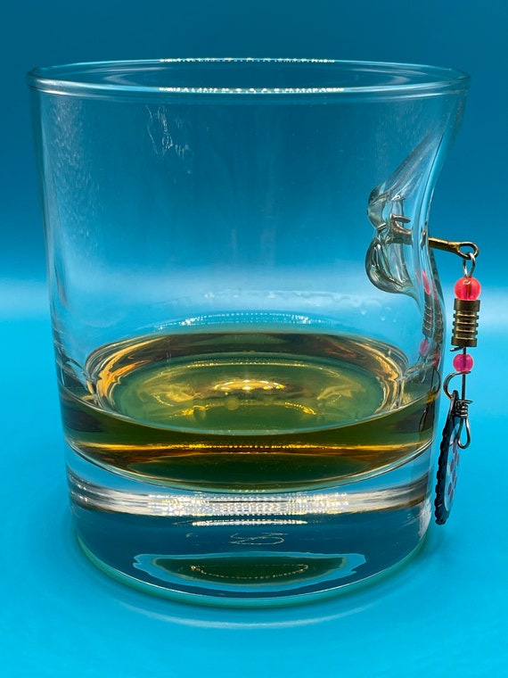 Fishing Gift 12oz Whisky /rum Glass With a Fishing Hook Lure Embedded  Unique Fishing Birthday Present Made in UK Fathers Day Gift 