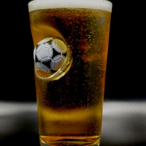 Football Beer Glass with Embedded mini Football | Football Gift For Men | Add Your Team Logo | Made in UK | Christmas Football Present image 12