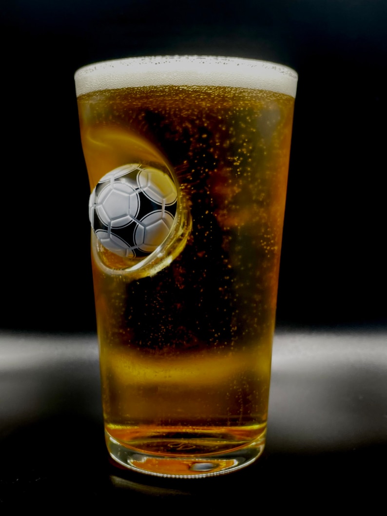 Football Beer Glass with Embedded mini Football | Football Gift For Men | Add Your Team Logo | Made in UK | Christmas Football Present image 12