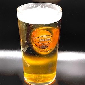 Basketball Gift | 20oz Pint Glass with Embedded mini Spalding Basketball | Made in UK | Basketball birthday gifts