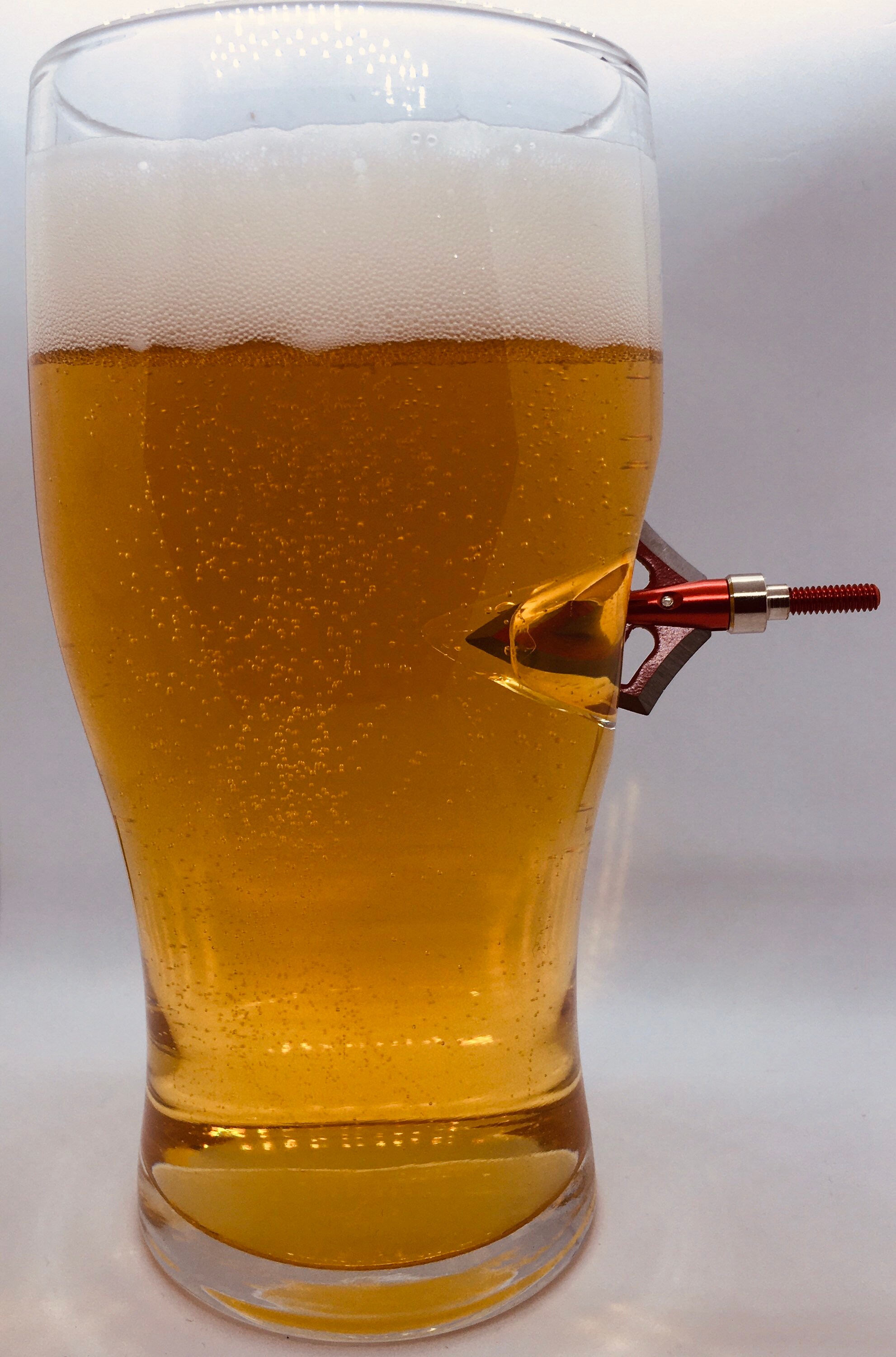 Novelty Beer Pint glass with real arrowhead embedded into the Etsy
