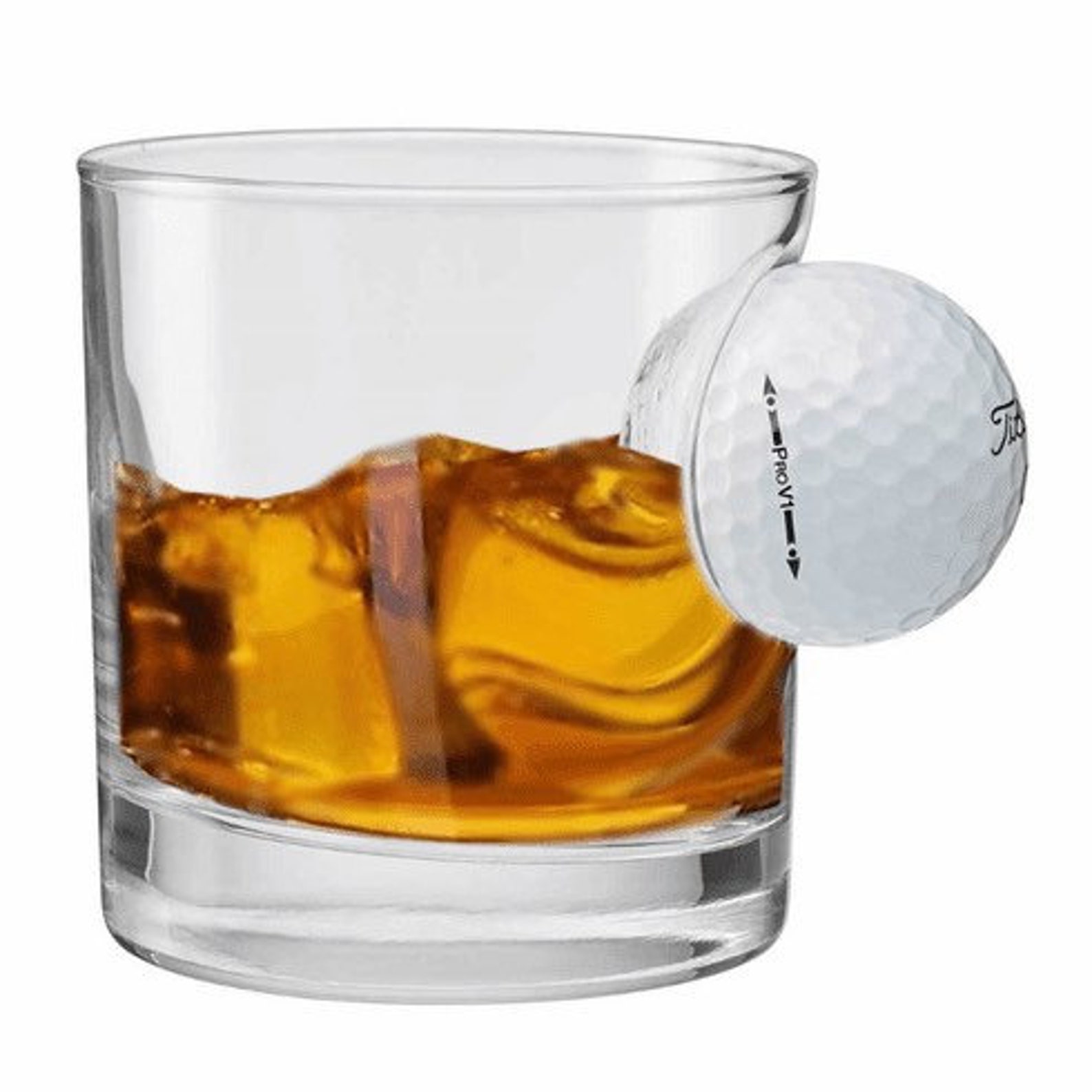 Whisky Glass with real Golf Ball embedded Makes a unique Etsy