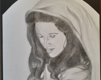 Mary /& the Christ Child Drawing Original Artwork /'As One Whom His Mother Comforteth/' Graphite Pencil Sketch Reproduction Digital File