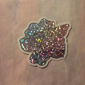 Rose Glitter Sticker | Flower Vinyl Sticker | Glossy Sticker