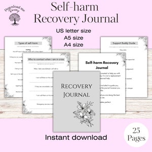 Self-harm Journal Recovey Self Harm Work Sheets Black and White - Etsy UK