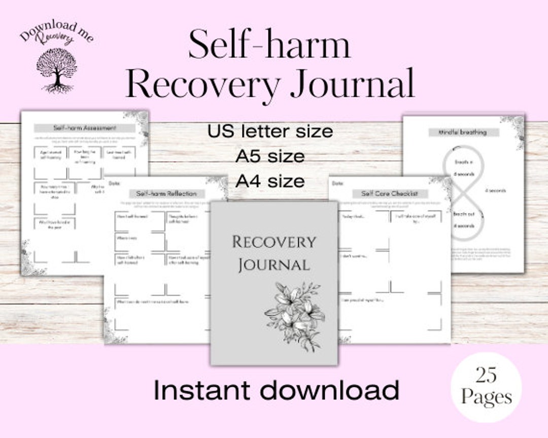 Self-harm Journal Recovey Self Harm Work Sheets Black and White - Etsy UK