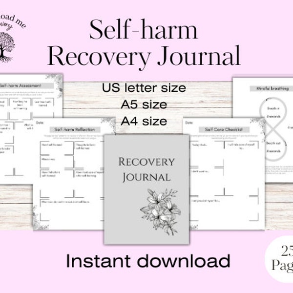 Self-harm journal recovey self harm work sheets black and white