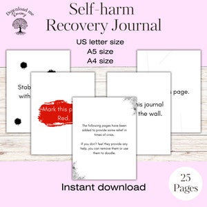 Self-harm Journal Recovey Self Harm Work Sheets Black and White - Etsy UK