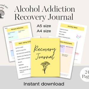 Journal downloadable alcohol addiction journal instant download sobriety worksheets addiction recovery journal relapse prevention plan