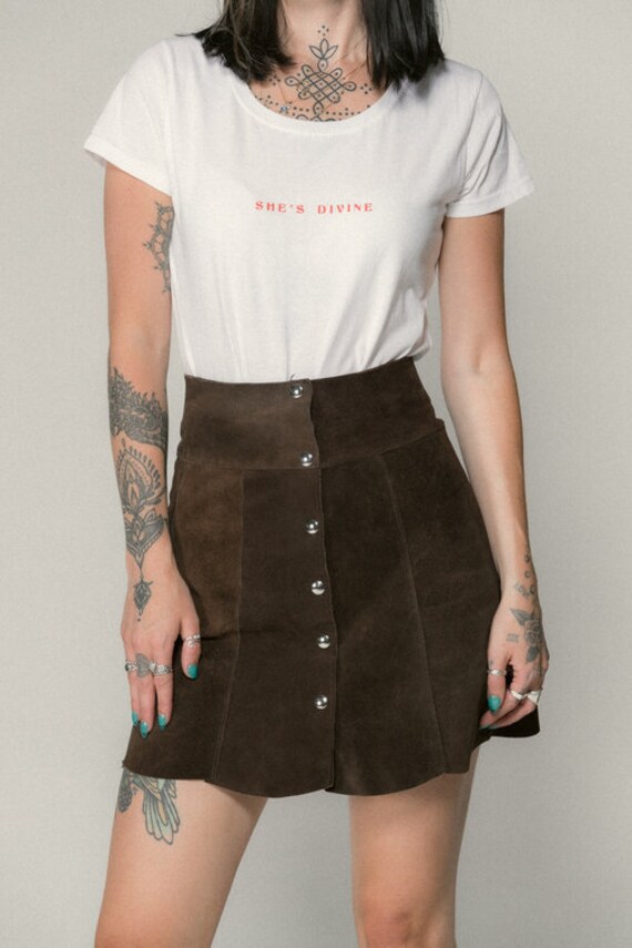 Vintage Real Suede Popper Skirt