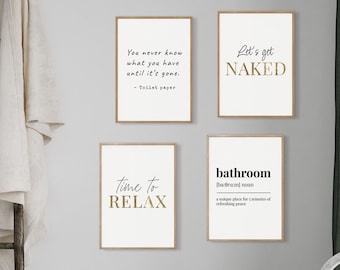 MUUDLY® Premium Poster Set | bathroom | 4 x DIN A4 | Murals Living Room & Bedroom | Deco Print Pictures | without frame