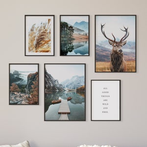 MUUDLY® Premium Poster Set | Nature | Set of 6 | Wall pictures living room & bedroom | Deco print pictures | without frame