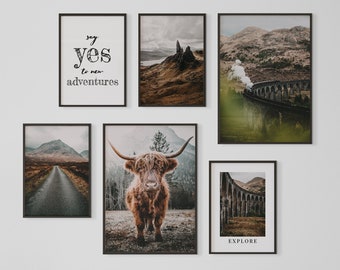 MUUDLY® Scotland Poster Set of 6 | Nature Wall Art A3 & A4 | Landscape Art Prints for Living Room and Bedroom | Without Frame