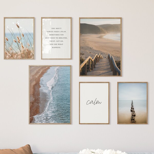 MUUDLY® Premium Poster Set | Meer Strand | 6er Set | Wandbilder Wohnzimmer & Schlafzimmer | Deko Print Bilder | ohne Rahmen