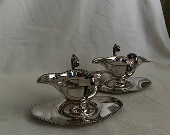 Vintage EPNS Silver Gravy Boats, Set of Two