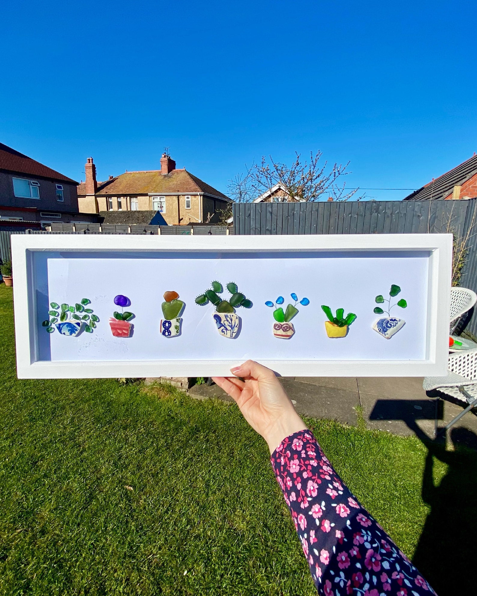 Plant art sea glass plant art sea glass art home decor Etsy