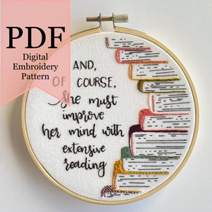 Darcys Stitch Sampler PDF Embroidery Pattern Pride and Prejudice Quote & Embroidery Stitch Sampler image 5