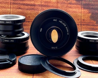 Lente anamórfica Helios-44 M-4 2/58 mm Cine mod com qualquer adaptador de sua escolha Sony E (NEX), Micro 4/3, Canon EF, FujiFilm FX