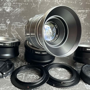 Helios 44-2 58 mm f/2.0 Cine mod Objektiv, mit jedem Adapter Ihrer Wahl Sony E (NEX), Canon EF, FujiFilm FX, Iconic, Micro 4/3, Silber-Objektiv