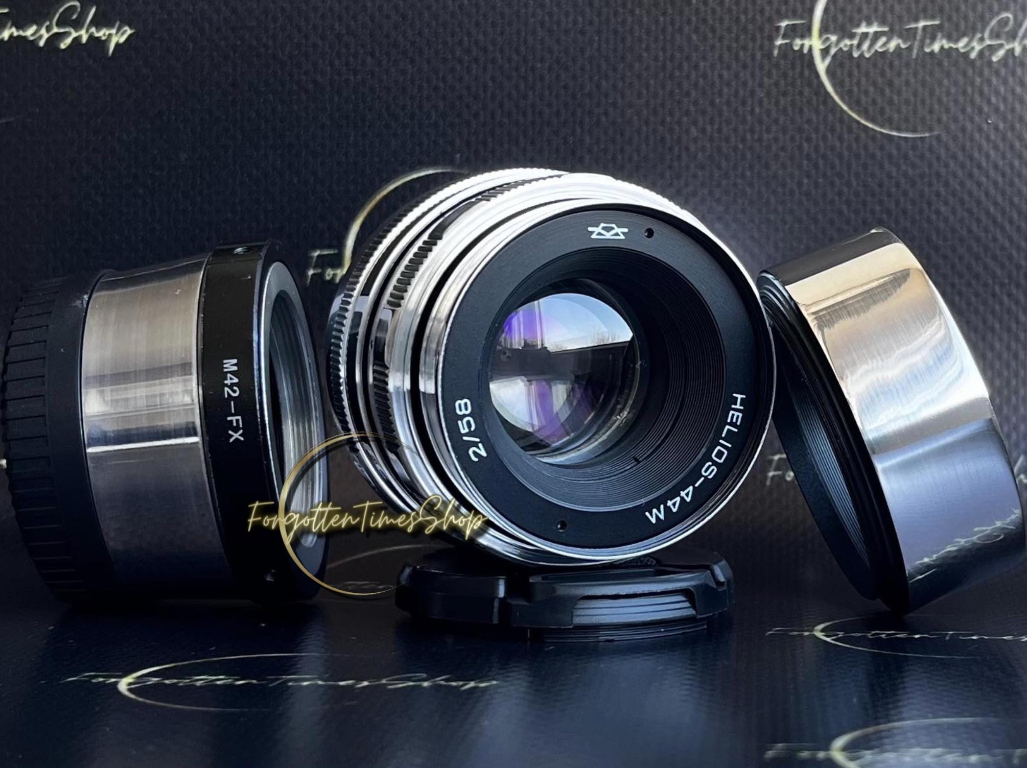 Helios 44 M 2/58 mm 希少レンズ、FujiFilm FX アダプター付き