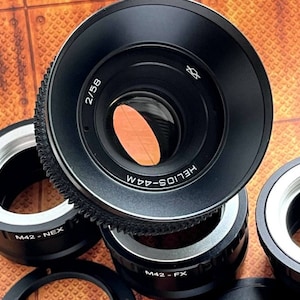 アナモルフィック ヘリオス レンズ 44 M 2/58 mm シネ モッド (任意のアダプター付き) Sony E (NEX)、Canon EF、FujiFilm FX、Micro 4/3 ボケ フレア