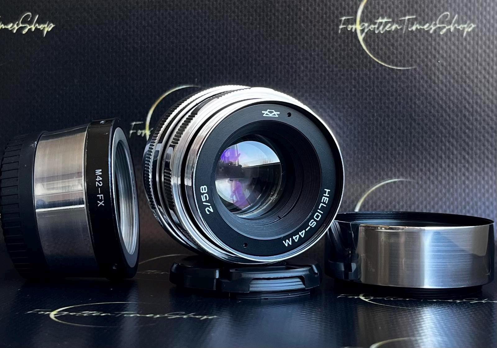 Helios 44 M 2/58 mm 希少レンズ、FujiFilm FX アダプター付き