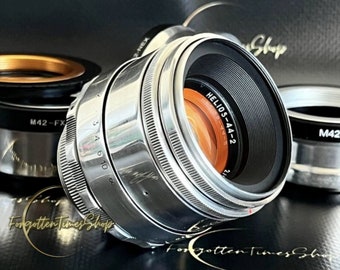 Anamorphic lens Helios-44-2 KMZ 58mm f/2.0, amber flash with bokeh effect, vintage lens Cine mod with any adapter of your choice