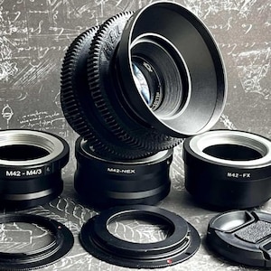 Helios 44-2 KMZ 58 mm f/2.0 シネモジュレーションレンズ（お好みのアダプター付き）Canon EF、Sony E（NEX）、FujiFilm fx、Nikon、Micro 4/3、ブラックレンズ