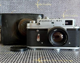 Zorki-4K Rangefinder Camera with Jupiter-8 50mm f/2, Vintage Soviet Film Camera