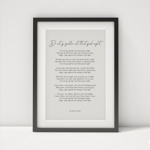 Dylan Thomas Poem - Do not go gentle into that good night Printable Calligraphy & Typography - Dylan Thomas Print - Poster