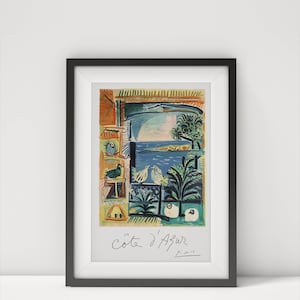 Picasso Cote dAzur Print  Vintage French Riviera Art  Nautical Mediterranean Decor