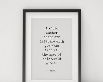 Digital Wall Art Quote Print - Share One Lifetime Inspiration