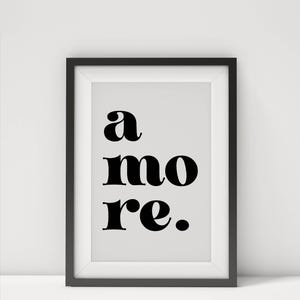 Amore Zitat Poster - Italienische Liebe Typografie Wandkunst - Ungerahmtes Dekor