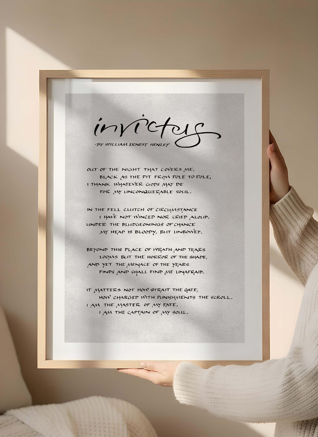 Invictus Poem Print | William Ernest Henley Poetry Wall Art ...